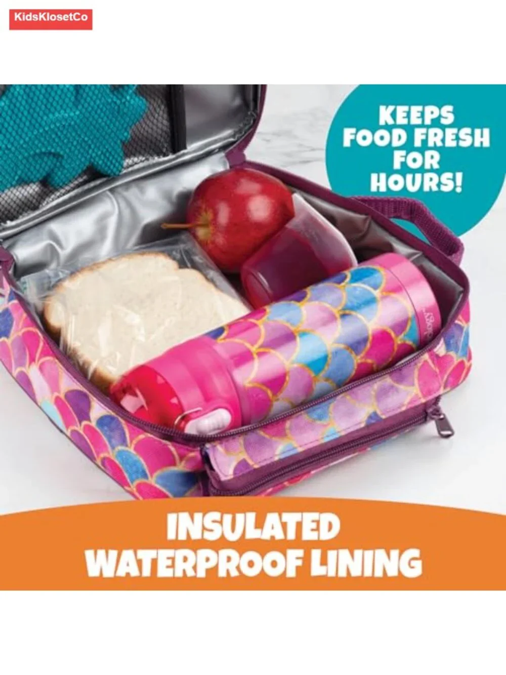 Insulated Lunch Box for Girls - Solid Metal Frame, Hot/Cold Retention, Bottle
